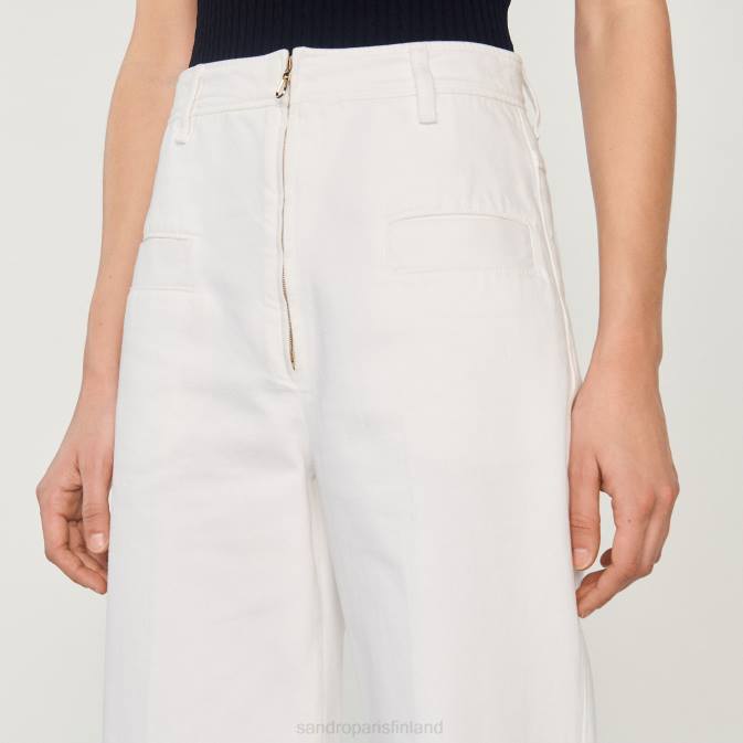 Sandro Paris naiset leveät kangashousut VLHP274 vaatteet valkoinen