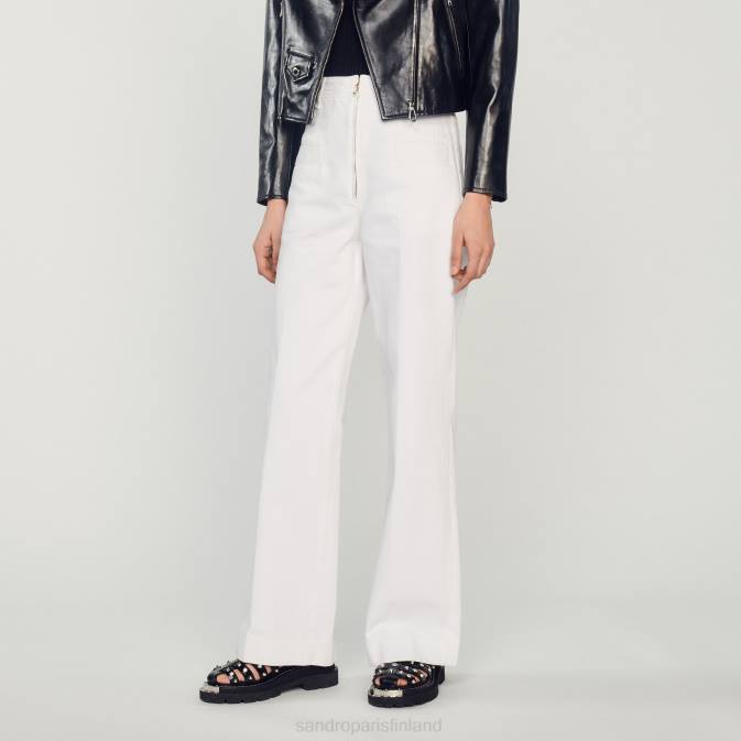 Sandro Paris naiset leveät kangashousut VLHP274 vaatteet valkoinen