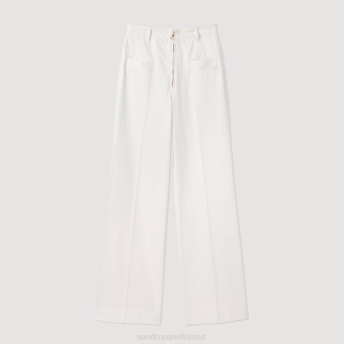 Sandro Paris naiset leveät kangashousut VLHP274 vaatteet valkoinen