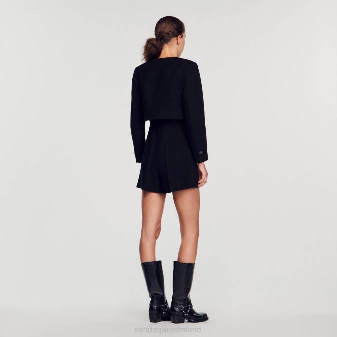 Sandro Paris naiset tweed leikkipuku VLHP143 vaatteet musta