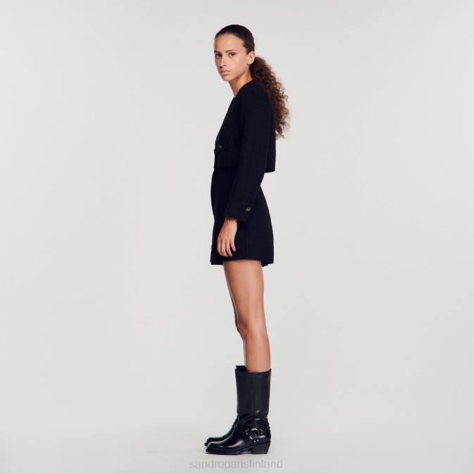 Sandro Paris naiset tweed leikkipuku VLHP143 vaatteet musta