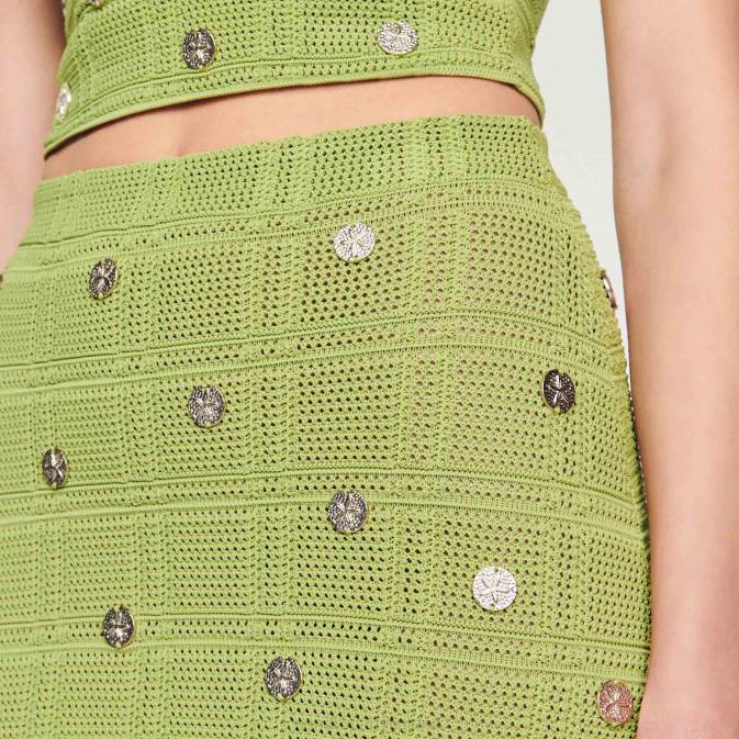 Sandro Paris naiset hapsuinen neulehame VLHP133 vaatteet oliivinvihreä