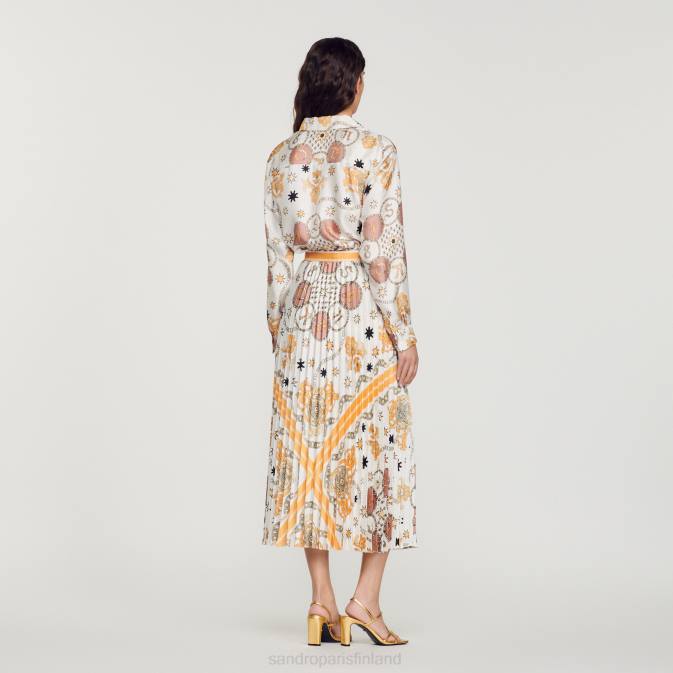 Sandro Paris naiset huiviprintti laskostettu hame VLHP324 vaatteet ekru