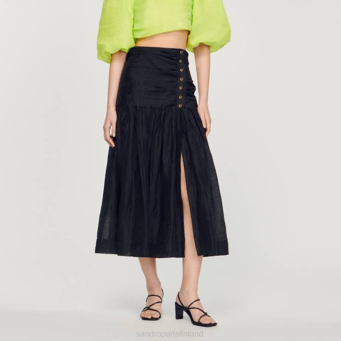 Sandro Paris naiset koottu pitkä hame VLHP197 vaatteet musta