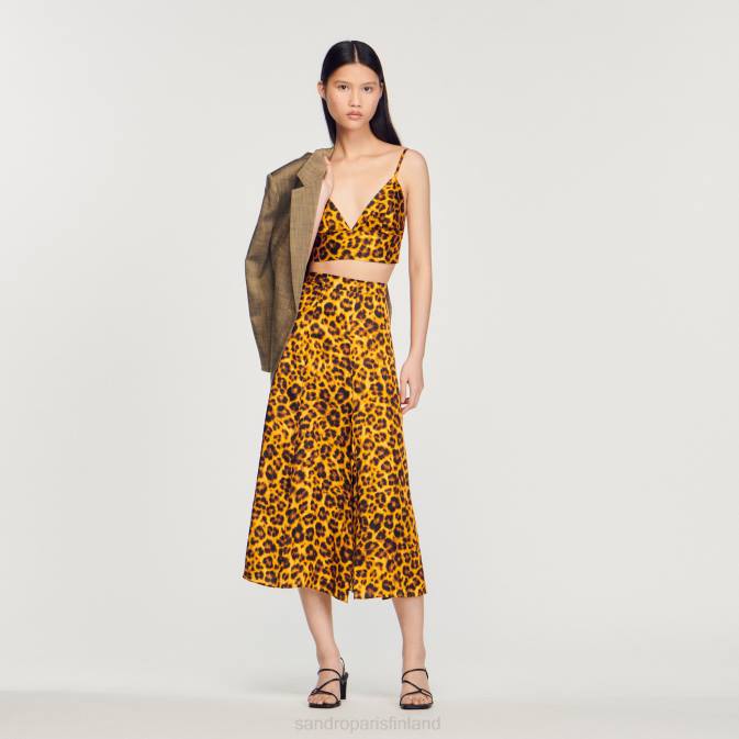 Sandro Paris naiset leopardihame VLHP257 vaatteet oranssi/musta