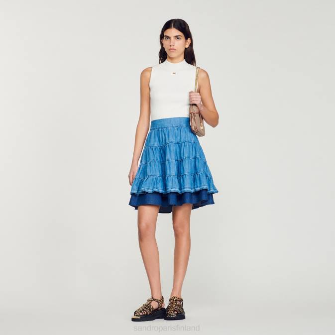 Sandro Paris naiset lyhyt denim hame VLHP403 vaatteet sininen farkku