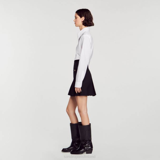 Sandro Paris naiset lyhyt hame ommeltuilla laskoksilla VLHP99 vaatteet musta