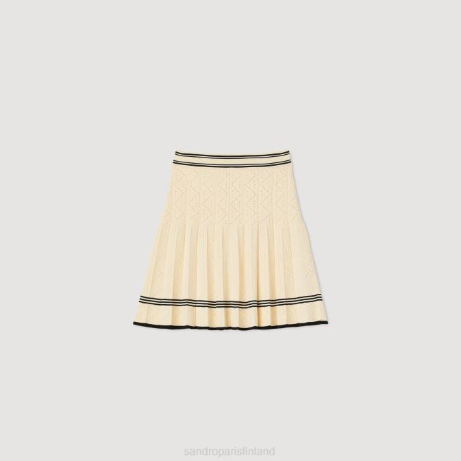 Sandro Paris naiset lyhyt laskostettu neulehame VLHP2 vaatteet ekru