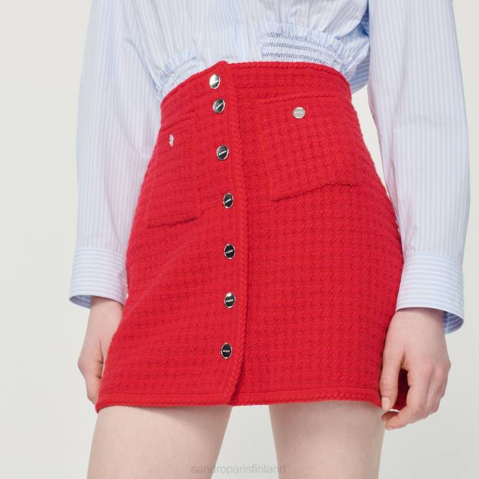 Sandro Paris naiset lyhyt neulottu hame VLHP329 vaatteet punainen