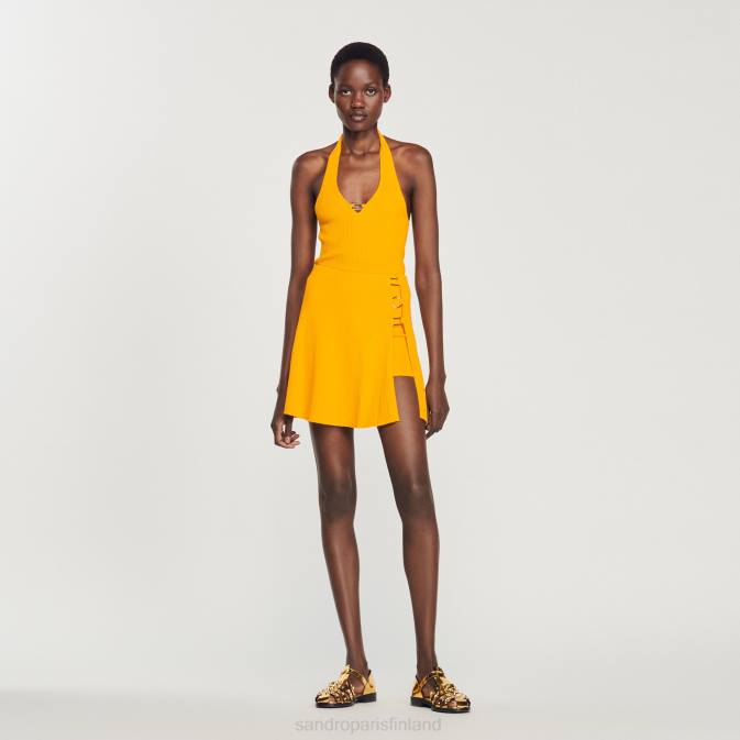 Sandro Paris naiset lyhyt neulottu hame, jossa rengasyksityiskohta VLHP320 vaatteet oranssi