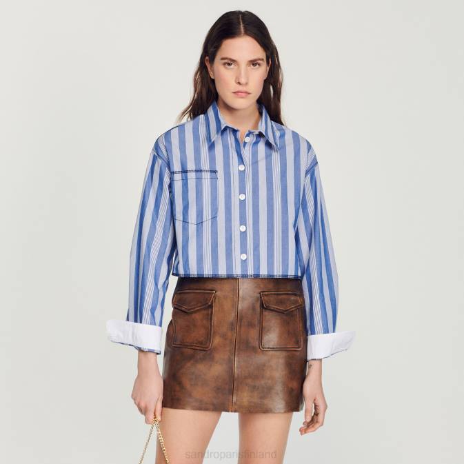 Sandro Paris naiset lyhyt raskas nahkahame VLHP453 vaatteet mustanruskea