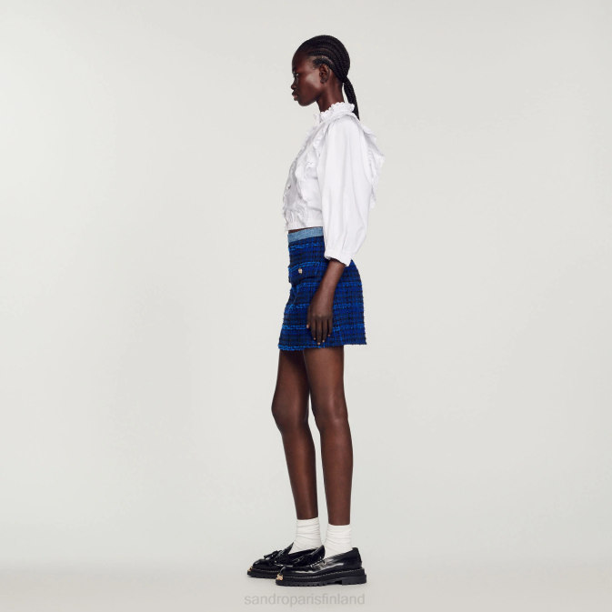 Sandro Paris naiset lyhyt tweedhame VLHP295 vaatteet sähkösininen