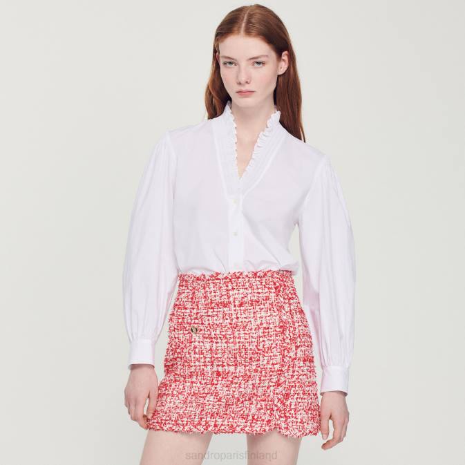 Sandro Paris naiset lyhyt tweedhame VLHP314 vaatteet punainen