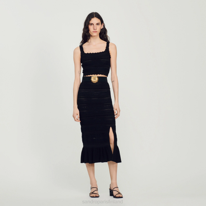 Sandro Paris naiset neuloa hame VLHP175 vaatteet musta