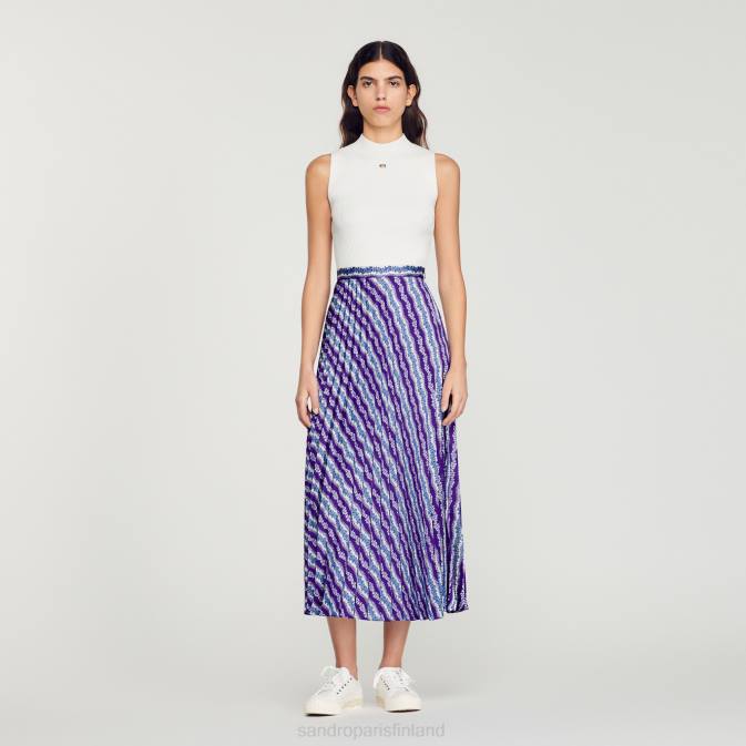 Sandro Paris naiset pitkä painettu hame VLHP391 vaatteet violetti/sininen