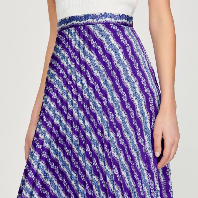 Sandro Paris naiset pitkä painettu hame VLHP391 vaatteet violetti/sininen