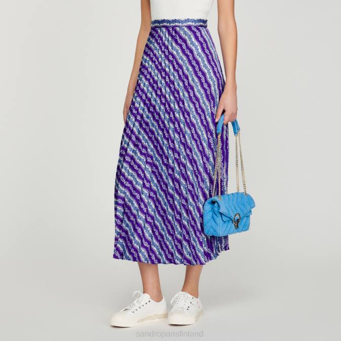 Sandro Paris naiset pitkä painettu hame VLHP391 vaatteet violetti/sininen
