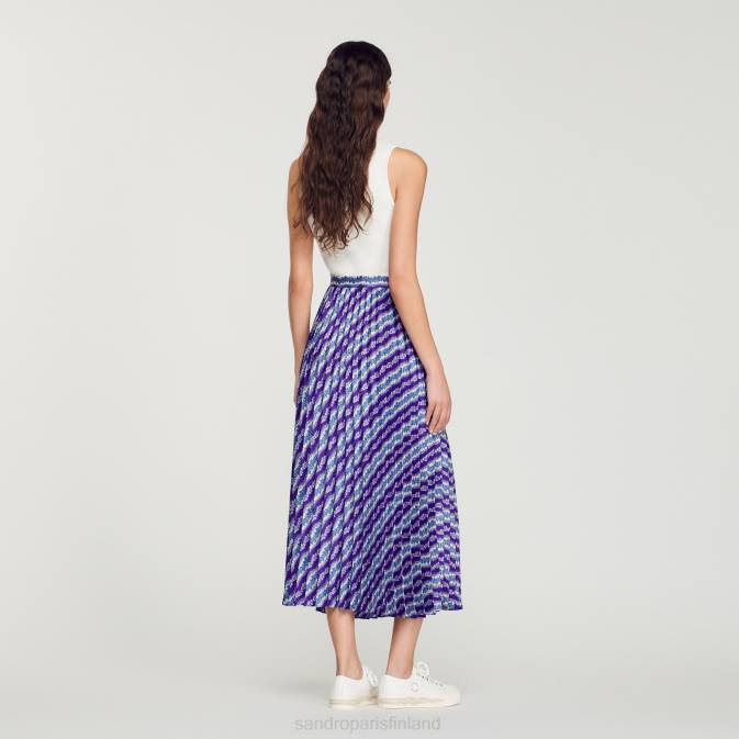 Sandro Paris naiset pitkä painettu hame VLHP391 vaatteet violetti/sininen