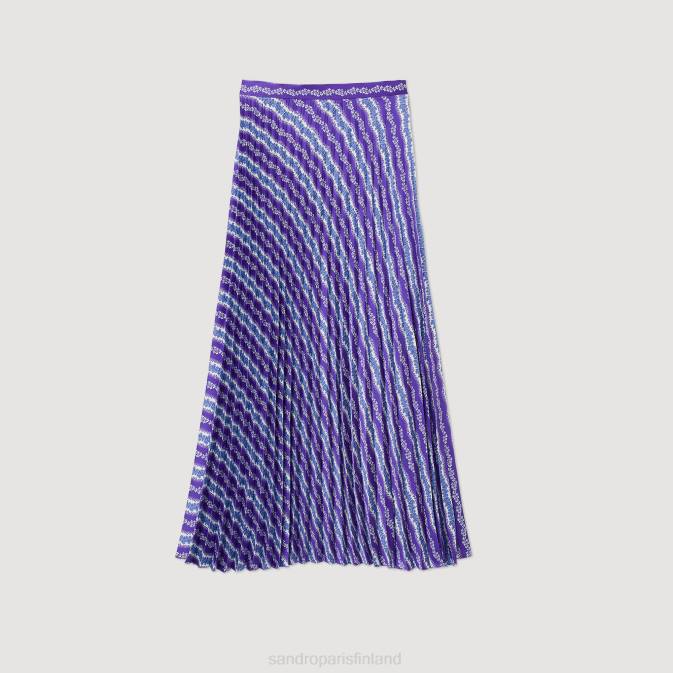 Sandro Paris naiset pitkä painettu hame VLHP391 vaatteet violetti/sininen