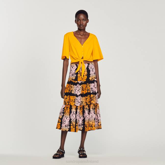 Sandro Paris naiset pitkä printtihame VLHP302 vaatteet musta