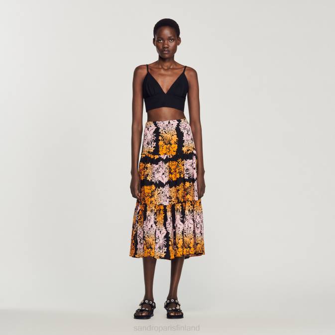 Sandro Paris naiset pitkä printtihame VLHP302 vaatteet musta