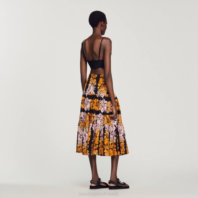 Sandro Paris naiset pitkä printtihame VLHP302 vaatteet musta