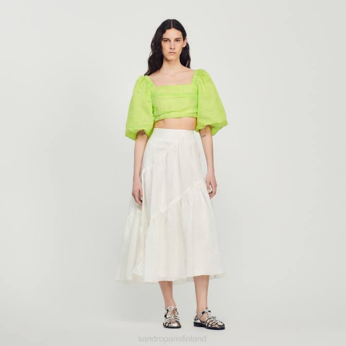 Sandro Paris naiset pitkä röyhelöhame VLHP205 vaatteet valkoinen