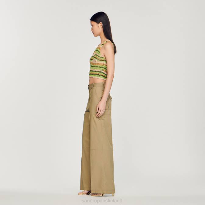 Sandro Paris naiset cargo housut VLHP171 vaatteet oliivinvihreä