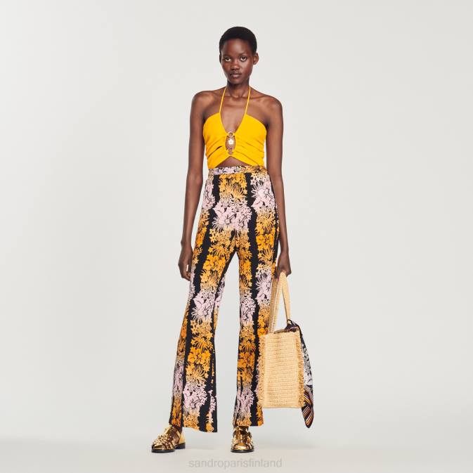 Sandro Paris naiset löysät hawaii-printtihousut VLHP273 vaatteet musta