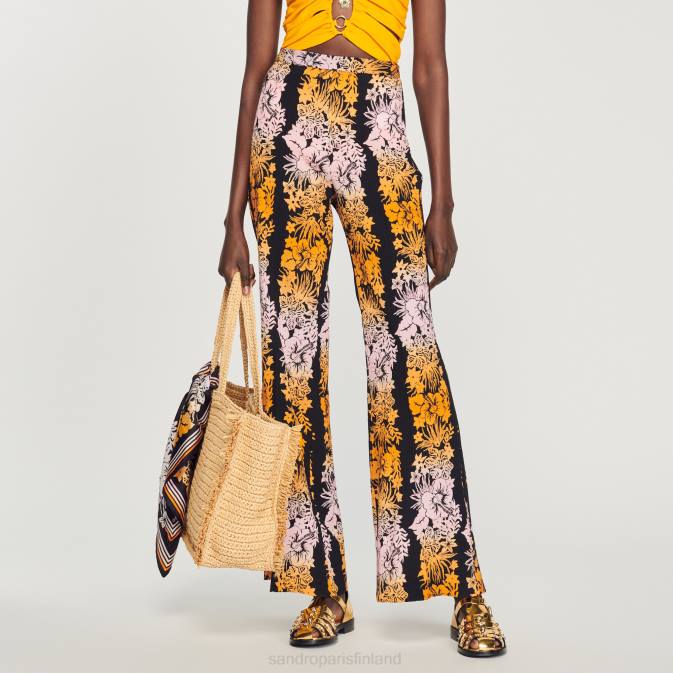 Sandro Paris naiset löysät hawaii-printtihousut VLHP273 vaatteet musta