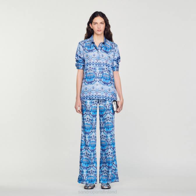 Sandro Paris naiset löysät huiviprinttihousut VLHP215 vaatteet sininen