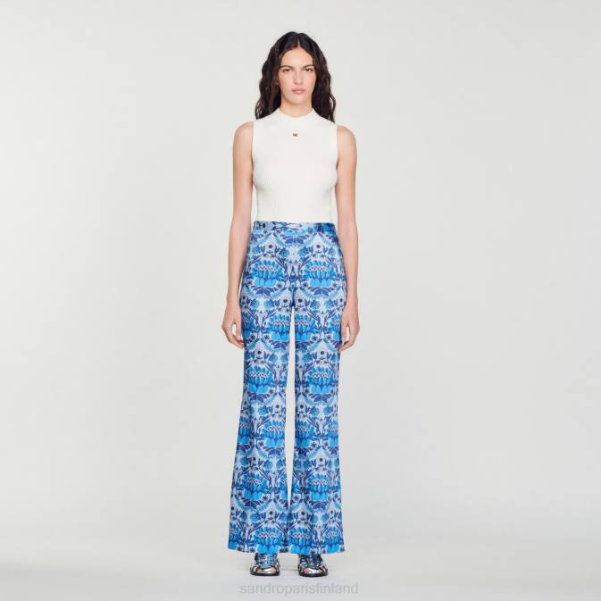 Sandro Paris naiset löysät huiviprinttihousut VLHP215 vaatteet sininen