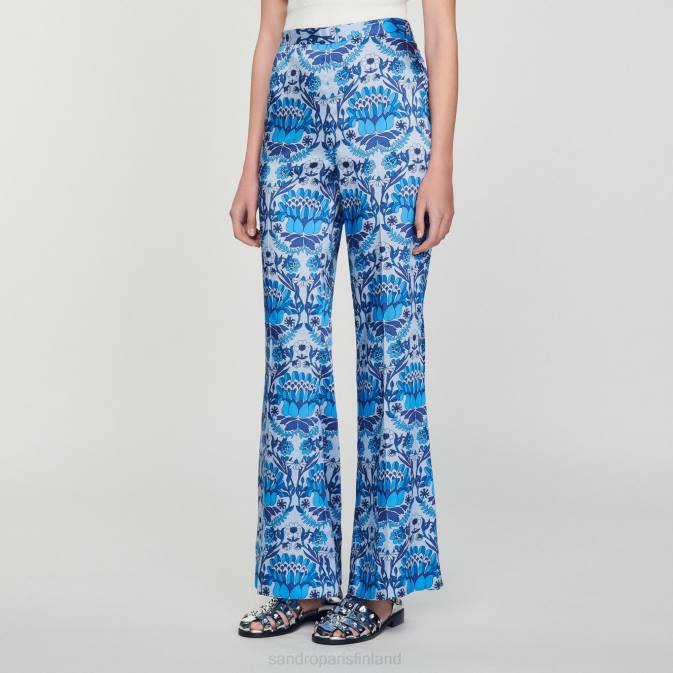 Sandro Paris naiset löysät huiviprinttihousut VLHP215 vaatteet sininen