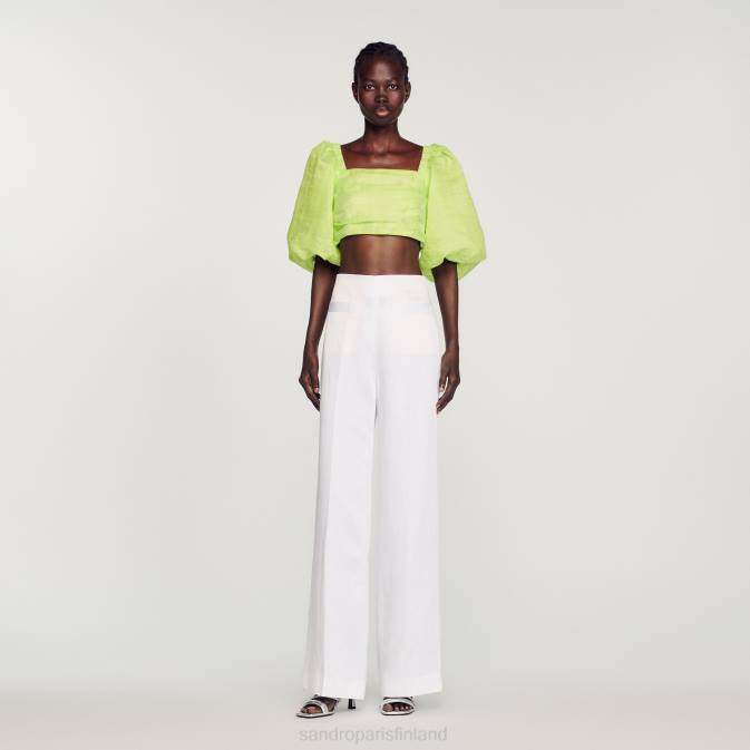 Sandro Paris naiset leveälahkeiset housut VLHP181 vaatteet valkoinen