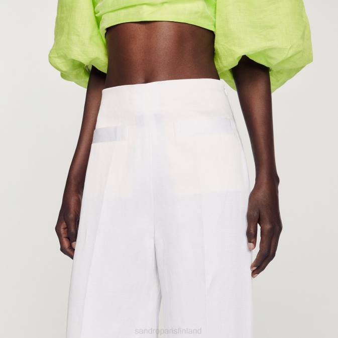 Sandro Paris naiset leveälahkeiset housut VLHP181 vaatteet valkoinen