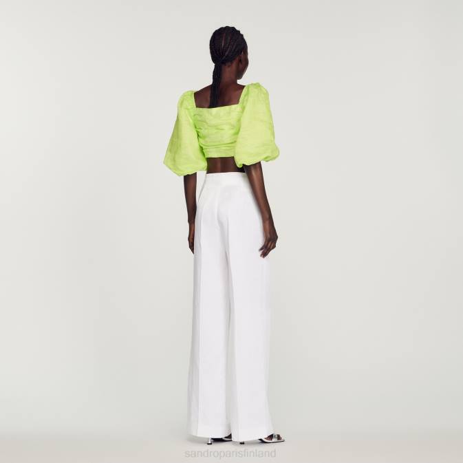 Sandro Paris naiset leveälahkeiset housut VLHP181 vaatteet valkoinen