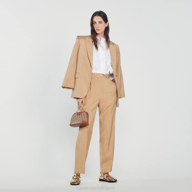 Sandro Paris naiset leveälahkeiset housut VLHP304 vaatteet beige