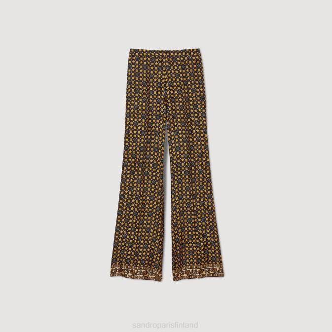 Sandro Paris naiset painetut satiinihousut VLHP79 vaatteet musta