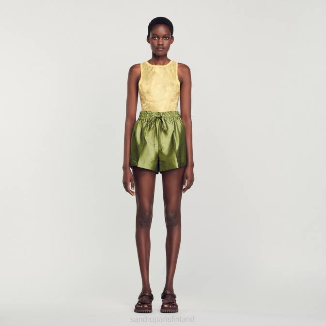 Sandro Paris naiset satiiniset shortsit VLHP78 vaatteet kevyt kaki