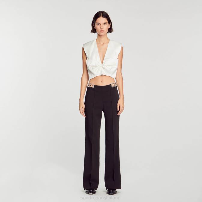 Sandro Paris naiset tekojalokivihousut VLHP43 vaatteet musta