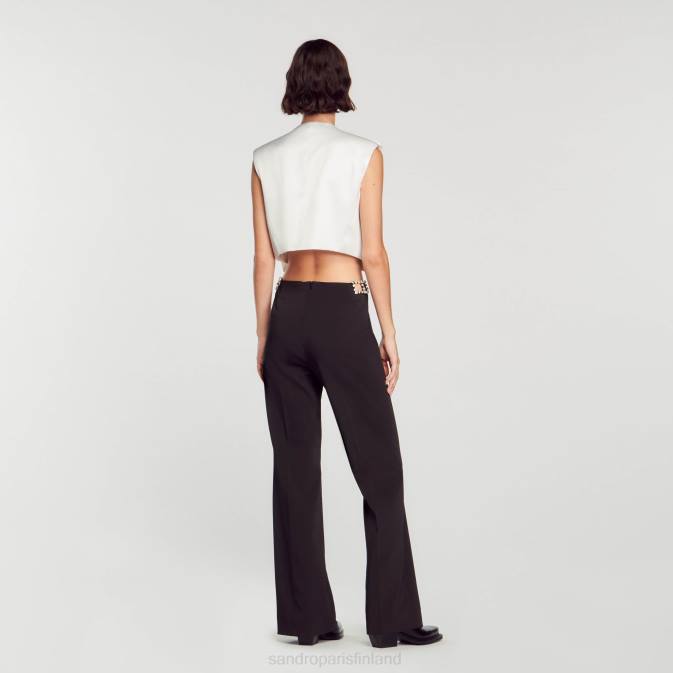 Sandro Paris naiset tekojalokivihousut VLHP43 vaatteet musta