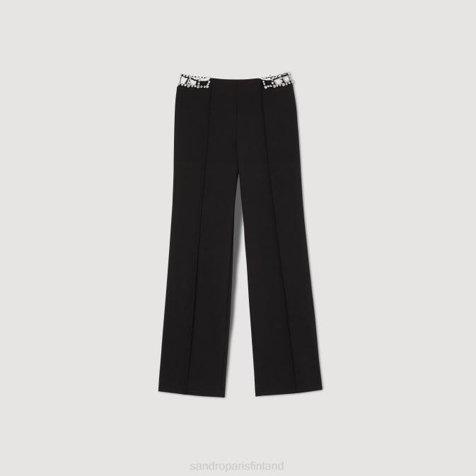 Sandro Paris naiset tekojalokivihousut VLHP43 vaatteet musta