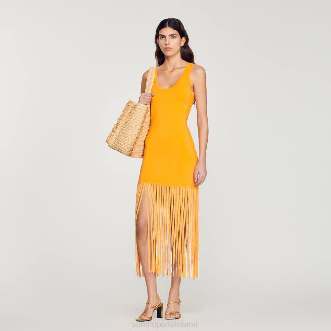 Sandro Paris naiset hapsuinen neulemekko VLHP271 vaatteet oranssi