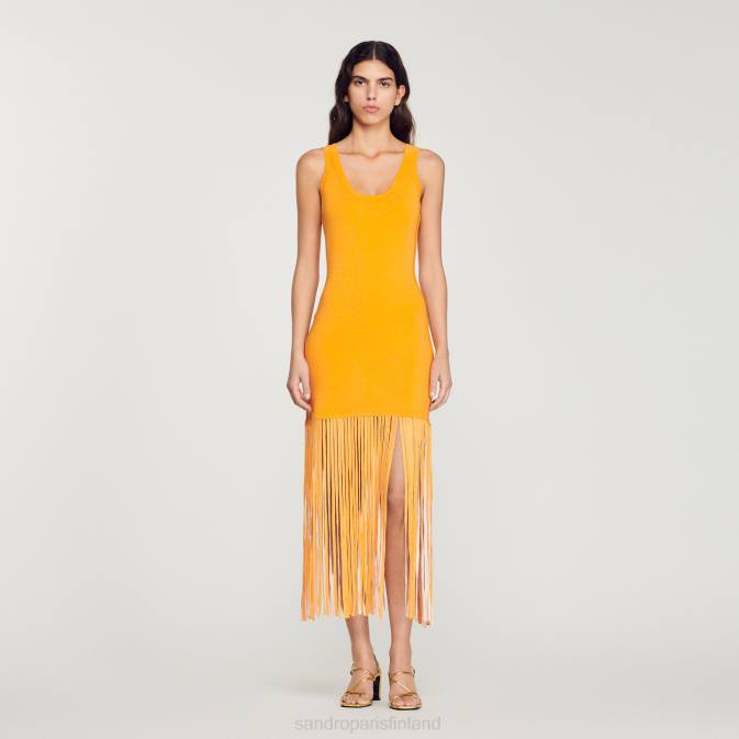 Sandro Paris naiset hapsuinen neulemekko VLHP271 vaatteet oranssi