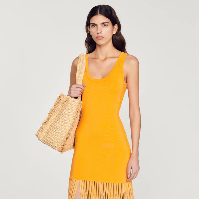 Sandro Paris naiset hapsuinen neulemekko VLHP271 vaatteet oranssi