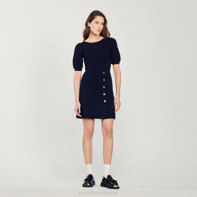 Sandro Paris naiset ilmapallohihainen mekko VLHP316 vaatteet laivastonsininen