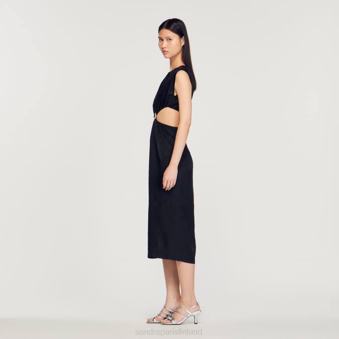 Sandro Paris naiset koristeltu midi-mekko VLHP285 vaatteet musta