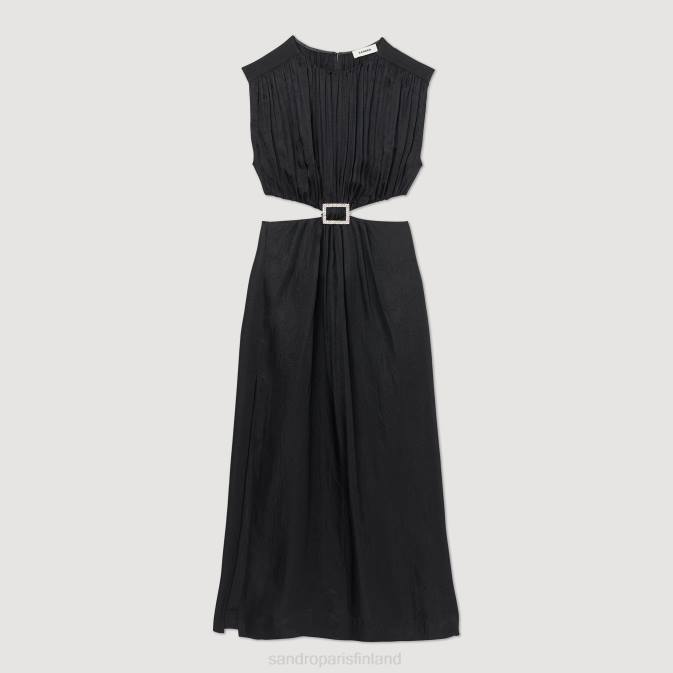 Sandro Paris naiset koristeltu midi-mekko VLHP285 vaatteet musta