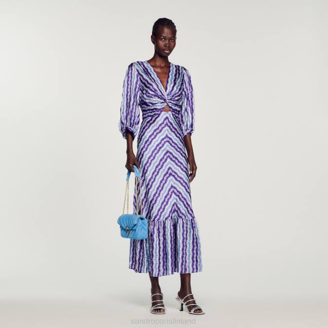 Sandro Paris naiset kukkainen kierretty mekko VLHP393 vaatteet violetti/sininen