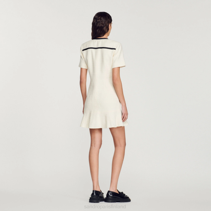 Sandro Paris naiset lyhennetty tweed-nappimekko VLHP109 vaatteet ekru